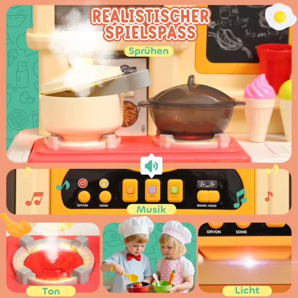 Aiyaplay speelkeuken met stromend water, 85 delig accessoireset, elektrische kraan, lichten, geluiden, voor kinderen van 3 6 jaar, kunststof, groen 5