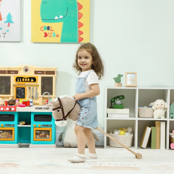 Aiyaplay steckenpferd kinder steckenpferde met geluid, rol, stokpaard om te rijden voor kinderen 24+ maanden, grijs 2