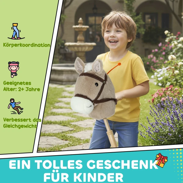 Aiyaplay steckenpferd kinder steckenpferde met geluid, rol, stokpaard om te rijden voor kinderen 24+ maanden, grijs 8