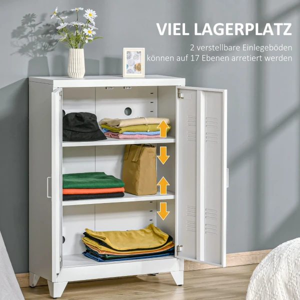 Archiefkast Metalen Kast Multifunctionele Kast Met Magnetische Lamellen Dubbele Deur 75 X 33 X 110 Cm Wit