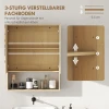 Badkamerkast, Spiegeldeuren, Open Plank, Wandmontage, MDF, Spaanplaat, Eik