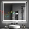 Badkamerspiegel LED Bluetooth 80 X 100 Cm Touch Schakelaar Verstelbare Verlichting 3 Kleuren Anti Mist Geheugen Zilver