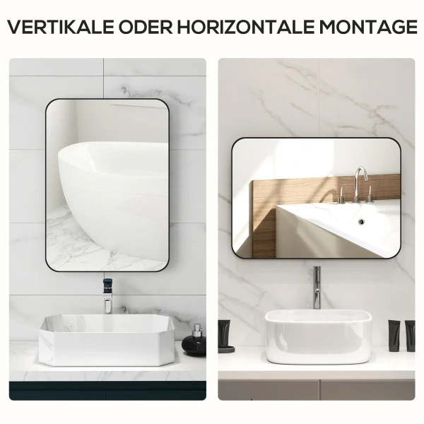 Badkamerspiegel wandspiegel splinterbeschermfolie metalen frame badkamer 50 x 70 cm zwart 5