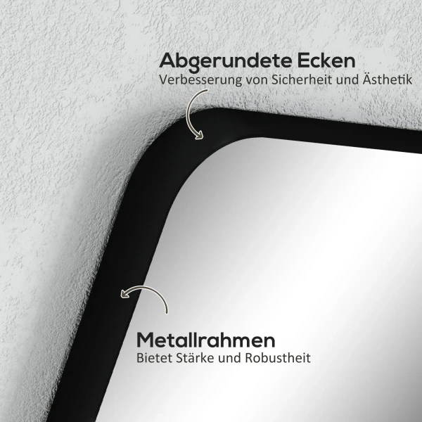 Badkamerspiegel wandspiegel splinterbeschermfolie metalen frame badkamer 50 x 70 cm zwart 6