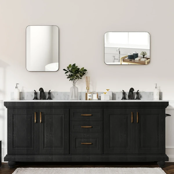 Badkamerspiegel wandspiegel splinterbeschermfolie metalen frame badkamer 50 x 70 cm zwart 8