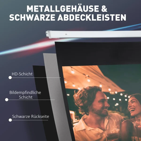 Beamer Scherm 247 X 168 Cm 100 Inch 16:9 HD 4K Projectiescherm Elektrisch Met Afstandsbediening, Wit