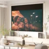 Beamer Scherm 247 X 168 Cm 100 Inch 16:9 HD 4K Projectiescherm Elektrisch Met Afstandsbediening, Wit
