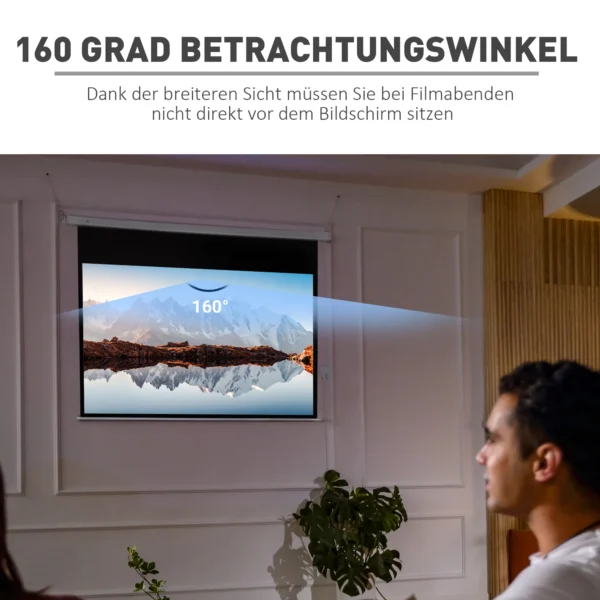 Beamer Scherm 247 X 168 Cm 100 Inch 16:9 HD 4K Projectiescherm Elektrisch Met Afstandsbediening, Wit