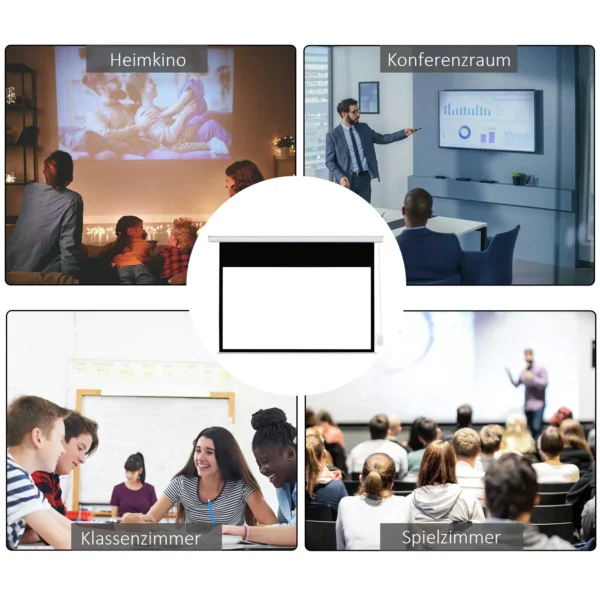 Beamer Scherm 247 X 168 Cm 100 Inch 16:9 HD 4K Projectiescherm Elektrisch Met Afstandsbediening, Wit