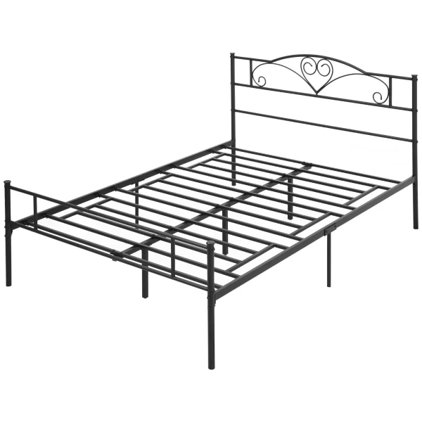 Bedframe van metaal met hoofdeinde, 300 kg draagvermogen, 145l x 211b x 106h cm, zwart 1