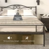 Bedframe van metaal met hoofdeinde, 300 kg draagvermogen, 145l x 211b x 106h cm, zwart 6