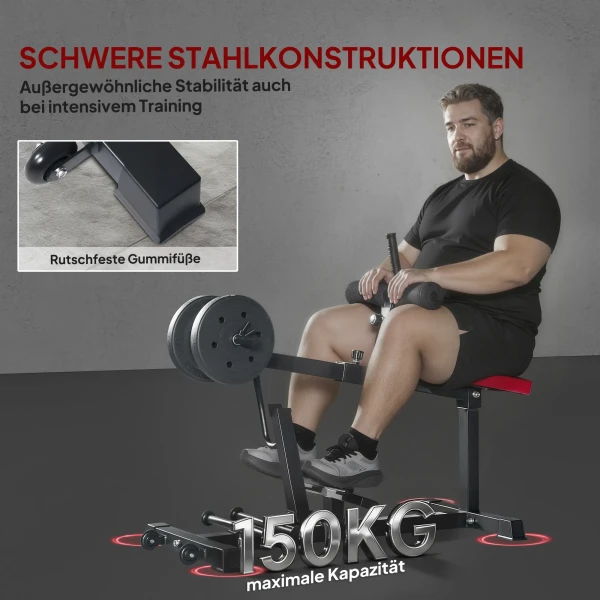 Been Trainingsbank, Kuitspier Hefapparaat, Met Wielen, Sportuitrusting Voor Fitnessoefeningen Thuis, Staal, Zwart