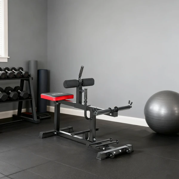 Been Trainingsbank, Kuitspier Hefapparaat, Met Wielen, Sportuitrusting Voor Fitnessoefeningen Thuis, Staal, Zwart