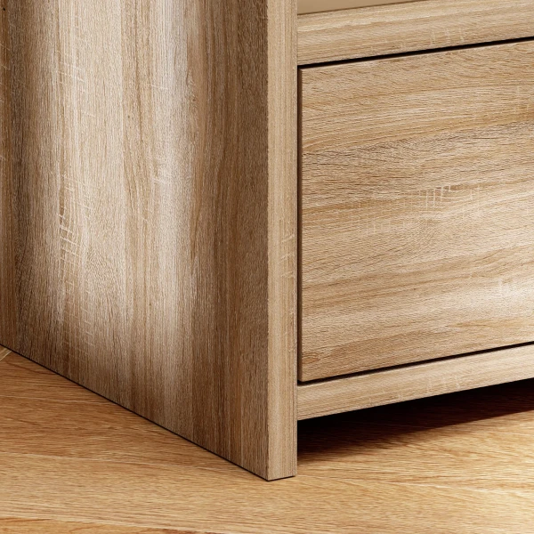 Bijzettafel, Nachtkastje Met Opbergruimte, Spaanplaat, Kantelveilig, Modern, Natuurhout