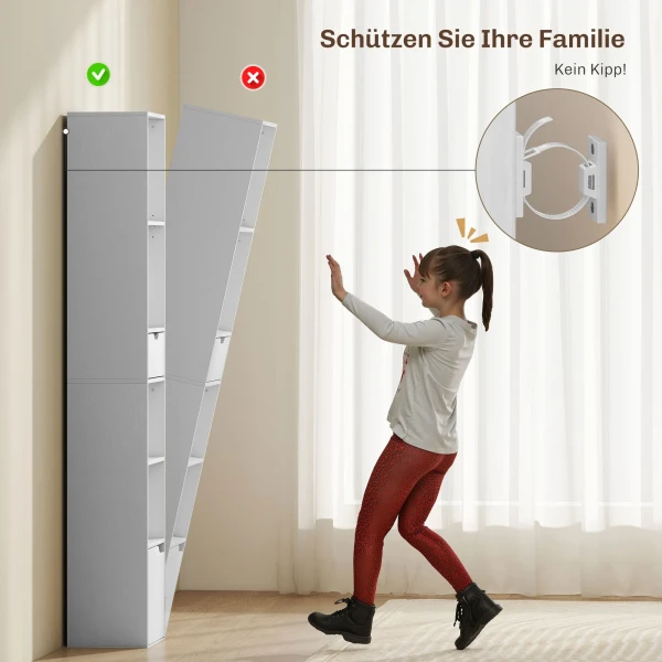 Boekenkast met 6 niveaus, 3 traps verstelbaar, met lade, kastdeur, aanpasbaar rek, tentoonstellingsrek, wit 7