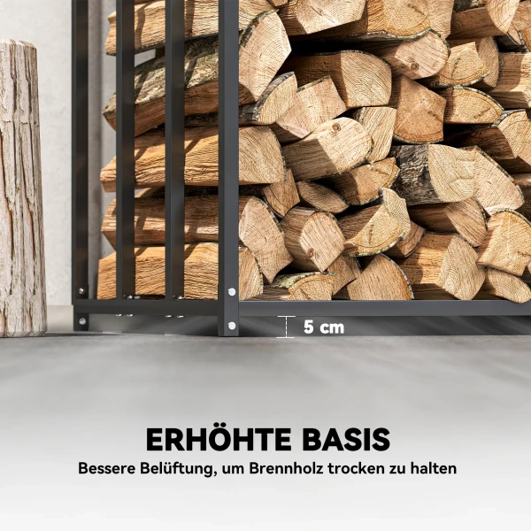 Brandhoutrek, brandhoutstandaard van staal, stoffen hoes, 300 kg draagvermogen, 140 x 70 x 154 cm, zwart 7