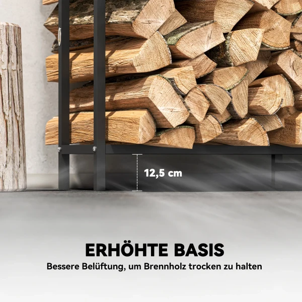 Brandhoutrek metaal 199 x 30 x 121 cm brandhoutrek 0,6m³ met waterdichte hoes tot 300kg 8