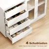 Buffetkast, Sideboard Met 4 Lades, 2 Glasdeuren, Modern Ontwerp, MDF, Wit