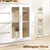 Buffetkast, Sideboard Met 4 Lades, 2 Glasdeuren, Modern Ontwerp, MDF, Wit