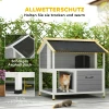 Buitenkattenhuis, Kattenopvang Voor Buiten, Waterdicht, Opklapbaar Dak, Sparrenhout, 80 X 93 X 95, Grijs