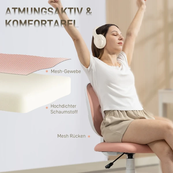 Bureaustoel ergonomische bureaustoel met c vormige rugsteun, verstelbare hoogte roze 6