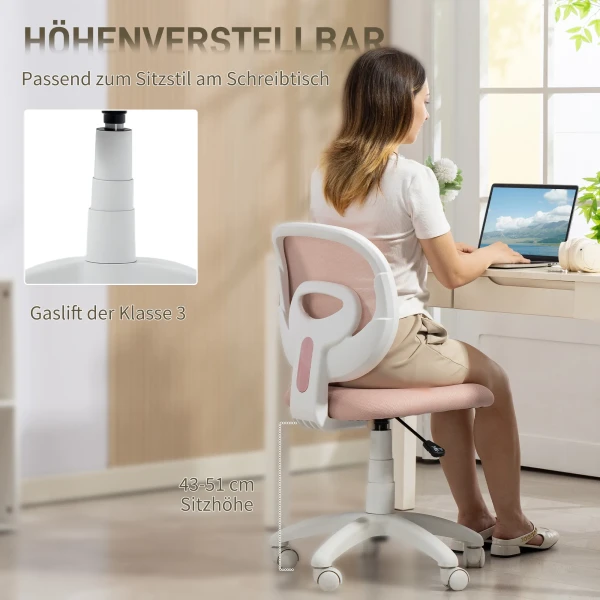 Bureaustoel ergonomische bureaustoel met c vormige rugsteun, verstelbare hoogte roze 8