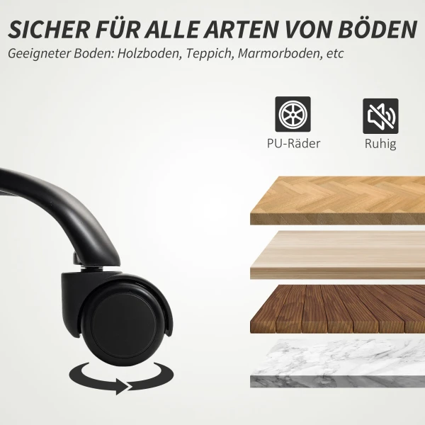 Bureaustoel hoogteverstelbare bureaustoel met lendensteun, armleuning, voetensteun, van kunstleer, lichtgrijs 8