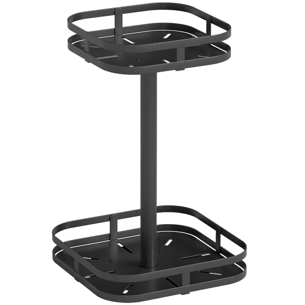 Draaibaar Kruidenrek, 2 laags Ontwerp, Zuigvoeten, Metaal, Zwart