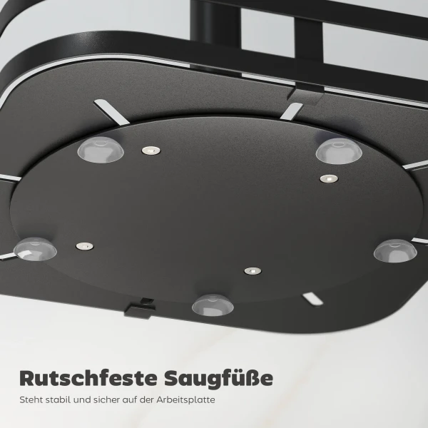 Draaibaar Kruidenrek, 2 laags Ontwerp, Zuigvoeten, Metaal, Zwart