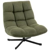 Draaibare loungestoel met brede zitoppervlakte, waterafstotende chenille look, gekruiste stalen poten, groen 1
