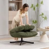 Draaibare loungestoel met brede zitoppervlakte, waterafstotende chenille look, gekruiste stalen poten, groen 10