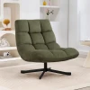 Draaibare loungestoel met brede zitoppervlakte, waterafstotende chenille look, gekruiste stalen poten, groen 2