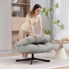 Draaibare loungestoel met brede zitoppervlakte, waterafstotende chenille look, gekruiste stalen poten, lichtgrijs 10