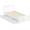 Eenpersoonsbedframe, Houten Bedframe, Lades Op Wielen, Geen Lattenbodem Nodig, 90 X 200 Cm, Wit