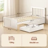 Eenpersoonsbedframe, Houten Bedframe, Lades Op Wielen, Geen Lattenbodem Nodig, 90 X 200 Cm, Wit