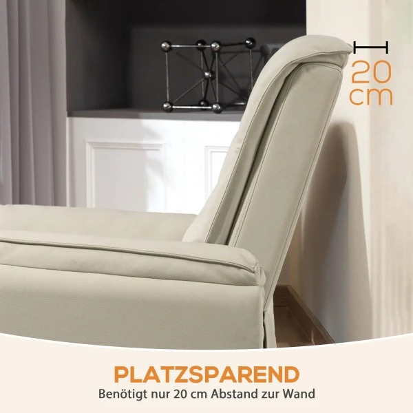 Elektrische massagestoel, kunstlederen bekleding, voetensteun, zijtas, beige 10