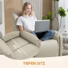 Elektrische massagestoel, kunstlederen bekleding, voetensteun, zijtas, beige 9