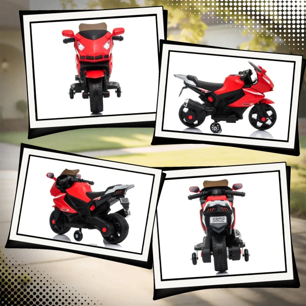 Elektrische Motorfiets Voor Kinderen, Claxon, Koplamp, Muziekfunctie, 2,5 Km/u, Rood