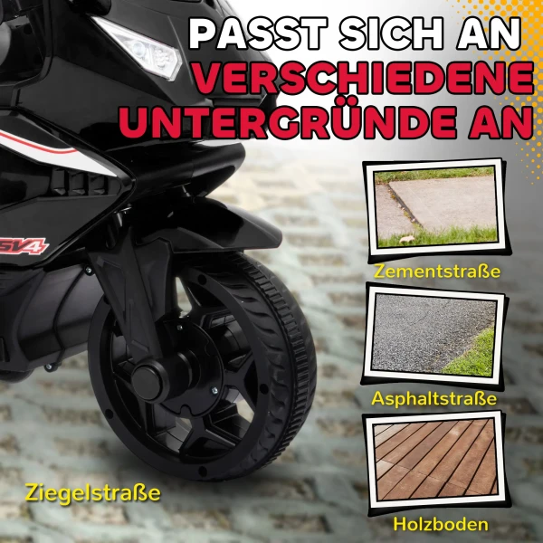 Elektrische Motorfiets Voor Kinderen, Claxon, Koplamp, Muziekfunctie, 2,5 Km/u, Zwart