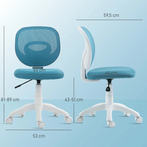 Ergonomische Bureaustoel Met C vormige Rugsteun, In Hoogte Verstelbaar Blauw