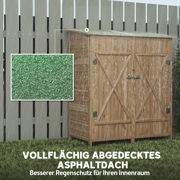 Gereedschapsschuur, werkzeugschuur met bijzettafel, sparrenhout, 140 x 75 x 157 cm 6