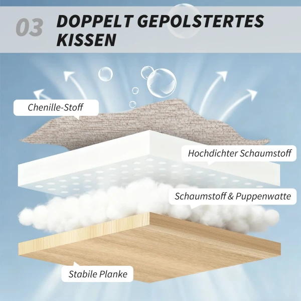 Gestoffeerde schommelstoel met stalen poten en houten glijders, crème wit 7