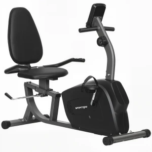 Hometrainer, Magnetisch Ligfiets, 8 Weerstandsniveaus, Verstelbaar, LCD Monitor, Metaal, Kunststof, Zwart