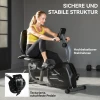 Hometrainer, Magnetisch Ligfiets, 8 Weerstandsniveaus, Verstelbaar, LCD Monitor, Metaal, Kunststof, Zwart