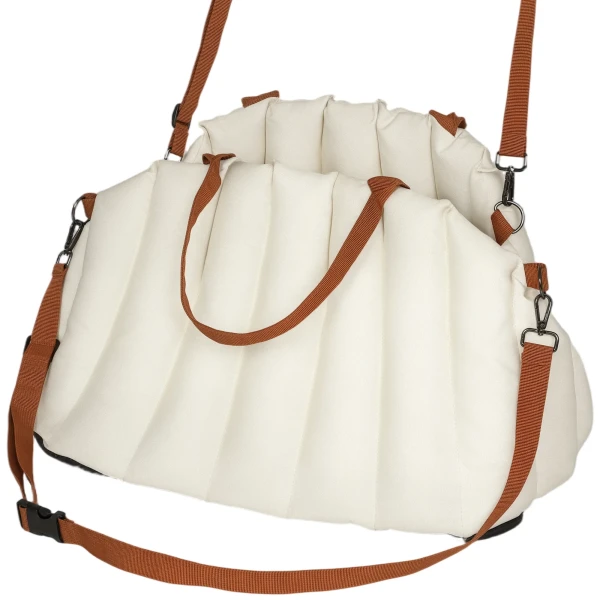 Hondentas hondendraagtas voor honden onder de 5 kg, 2 riemen, oxford stof, kussen, riem, crèmewit 1