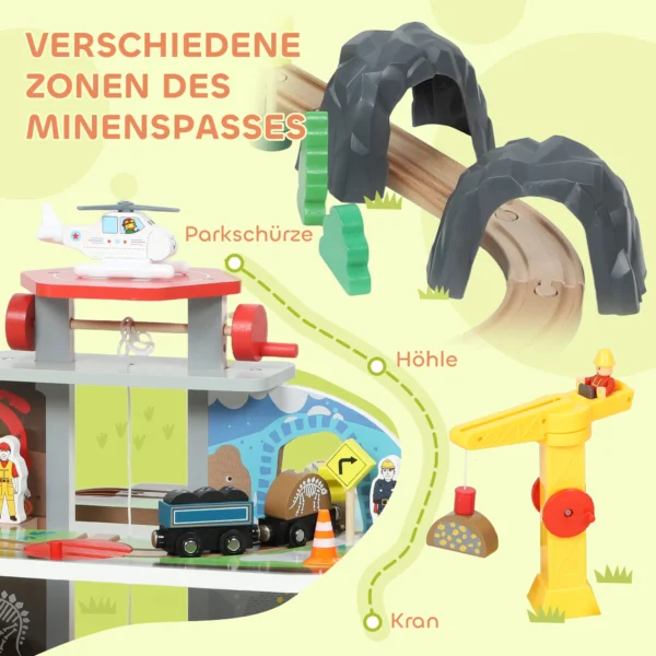 Houten Treinset, 79 Delen, 4 Niveaus, Lift, Kraan, Uitbreidbaar, Kleurrijk