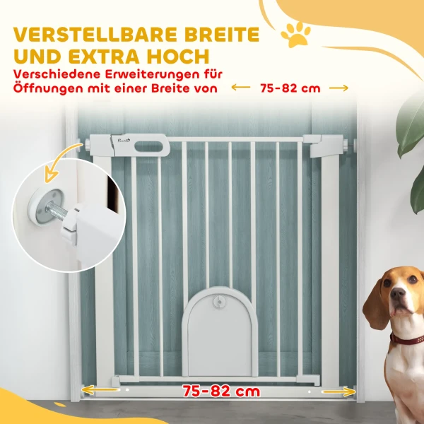 Huisdier veiligheidshek, verstelbaar, met kleine deur, metaal, kunststof, wit 8