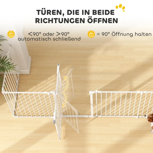 Huisdierhek, 6 paneels barrière met deur, opvouwbaar, voor kleine & middelgrote honden, kunststof, koolstofstaal, wit 8