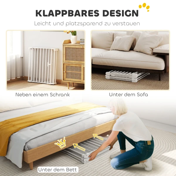 Huisdierhek, 6 paneels barrière met deur, opvouwbaar, voor kleine & middelgrote honden, kunststof, koolstofstaal, wit 9