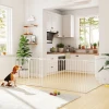 Huisdierhek, 8 paneels barrière met deur, opvouwbaar, voor kleine & middelgrote honden, kunststof, koolstofstaal, wit 2